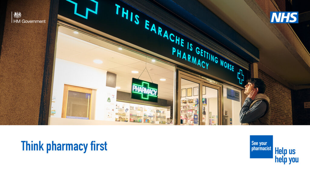 This earache is getting worse, Think pharmacy first